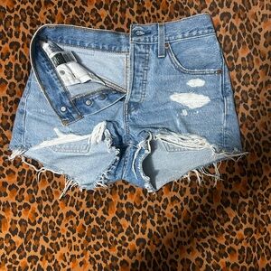 Levi's Light Blue Distressed Jean Shorts